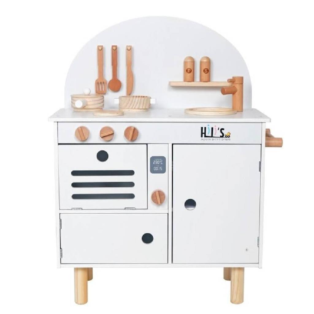 مطبخ خشبي للأطفال – التصميم الكلاسيكي الأبيض